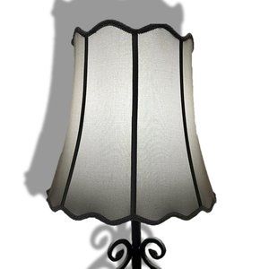 Morell, Medium, Scallop Bell, Gray Lampshade with Harp and Finial